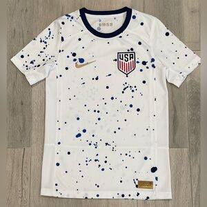 Nike USA Soccer Jersey White Paint Splatter Boy’s Small USMNT Gold Swoosh